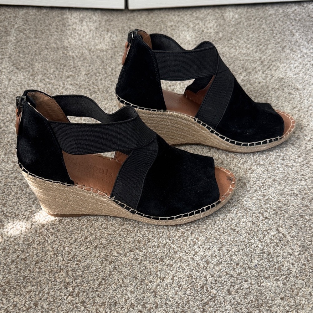 Gentle Souls Stylish Black Espadrille Sandals